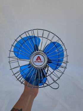 6a00040 Alltrade Vtg Dc 12 Volt Car Rv Small Dash Fan Blue Blade Model Kn-612 Boat Retro