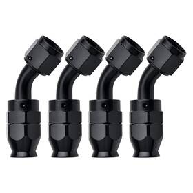Ev01334d45-4 Evil Energy 6an Ptfe Hose End Fitting 45 Degree Black For