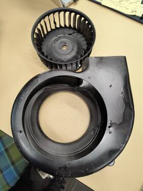 C-15-024 General Motors 1957 Chevy Heater Deluxe Fan Motor Housing And Squirrel Cage