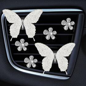 Umthd8p U&m 6 Pcs Butterfly Flower Air Vent Clip Set 1 Count Pack Of Silver