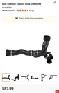 Crp/rein CHR0049 Radiator Coolant Hose. Fixed Price $39.99.