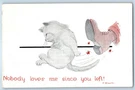 1958 Man Kicked Cat Nobody Loves Me Since You Left Weaver Vintage Postcard. Fixed Price $9.72.