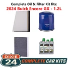 Fits: 2024 Buick Encore Gx 1.2L Complete Air, Oil & Cabin Filter Kit (5W-30). Fixed Price $96.95.