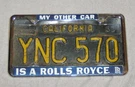 My Other Car Is Rolls-royce License Tag Frame Nos! Bentley Gm Chey Ford. Fixed Price $65.00.