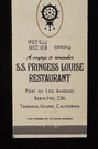 1960S S.s. Princess Louise Restaurant Port Berth No. 236 Map Terminal Island Ca. Fixed Price $5.03.